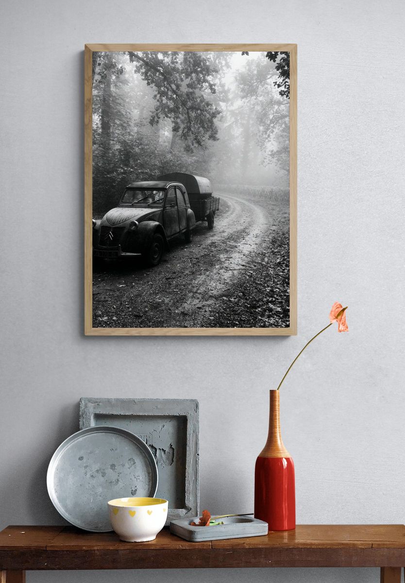 Vintage Citroën Forest Road Print. — room view 3