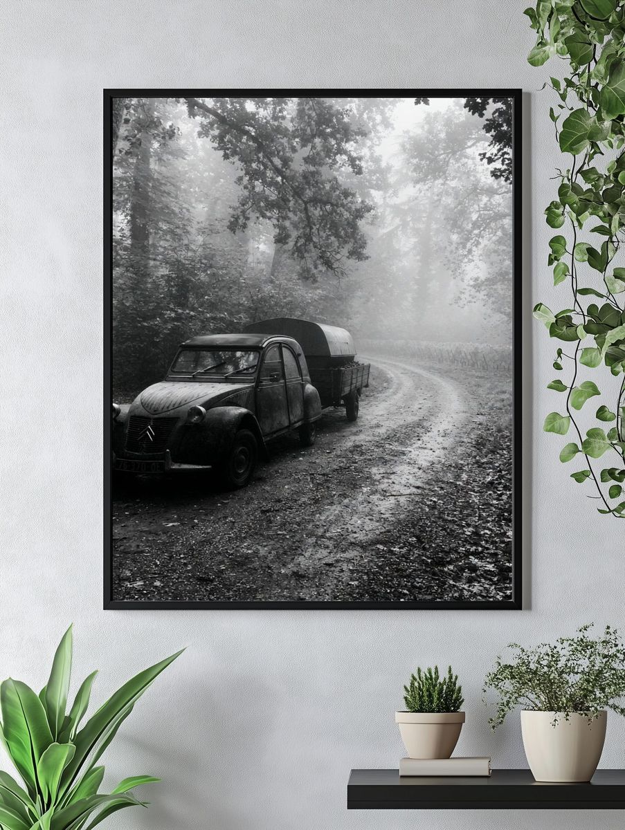 Vintage Citroën Forest Road Print. — room view 4