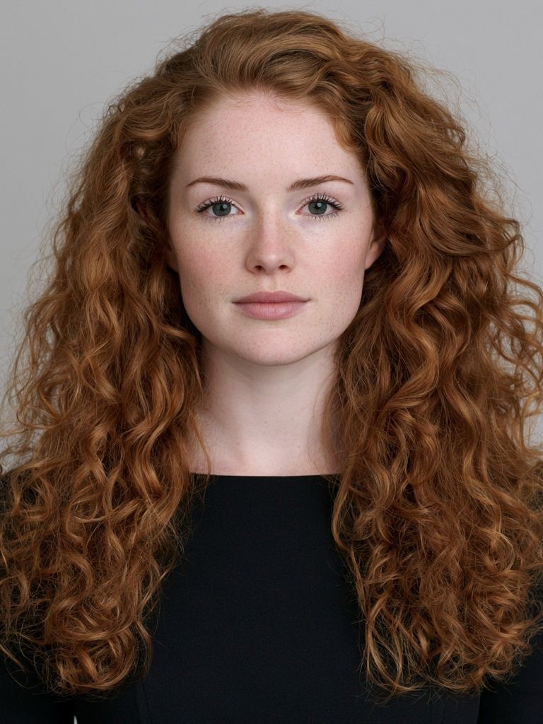 Red Curly Hair Portrait Print. poster — photography art