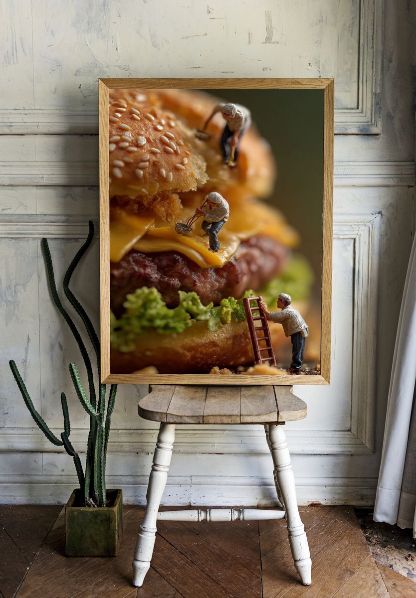 Miniature Burger Builders Photography Poster. — room view 1