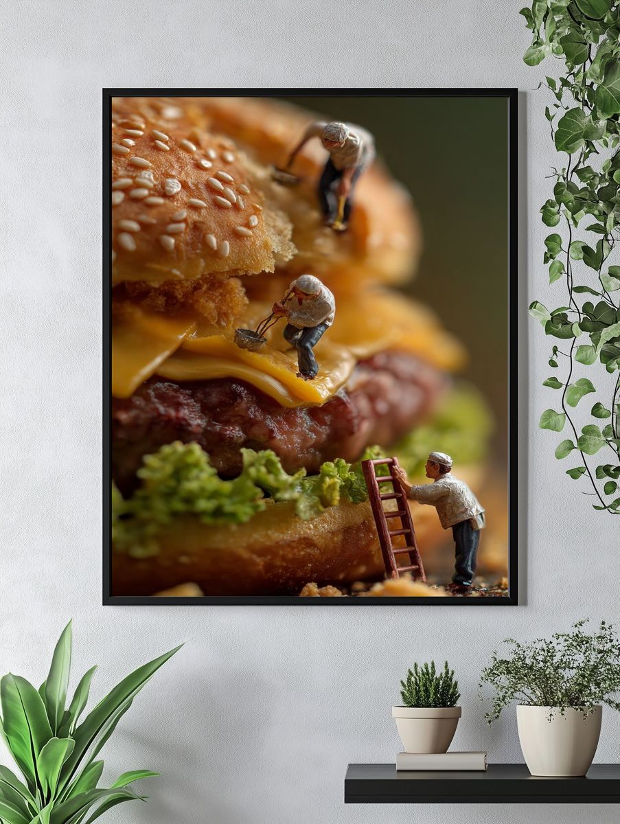 Miniature Burger Builders Photography Poster. — room view 4