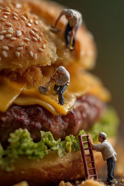 Miniature Burger Builders Photography Poster. poster