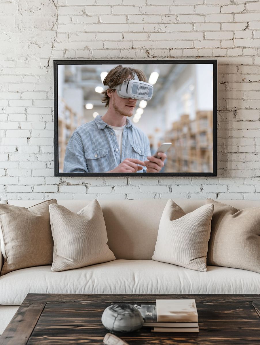 VR Warehouse Worker Photography Poster. — room view 1