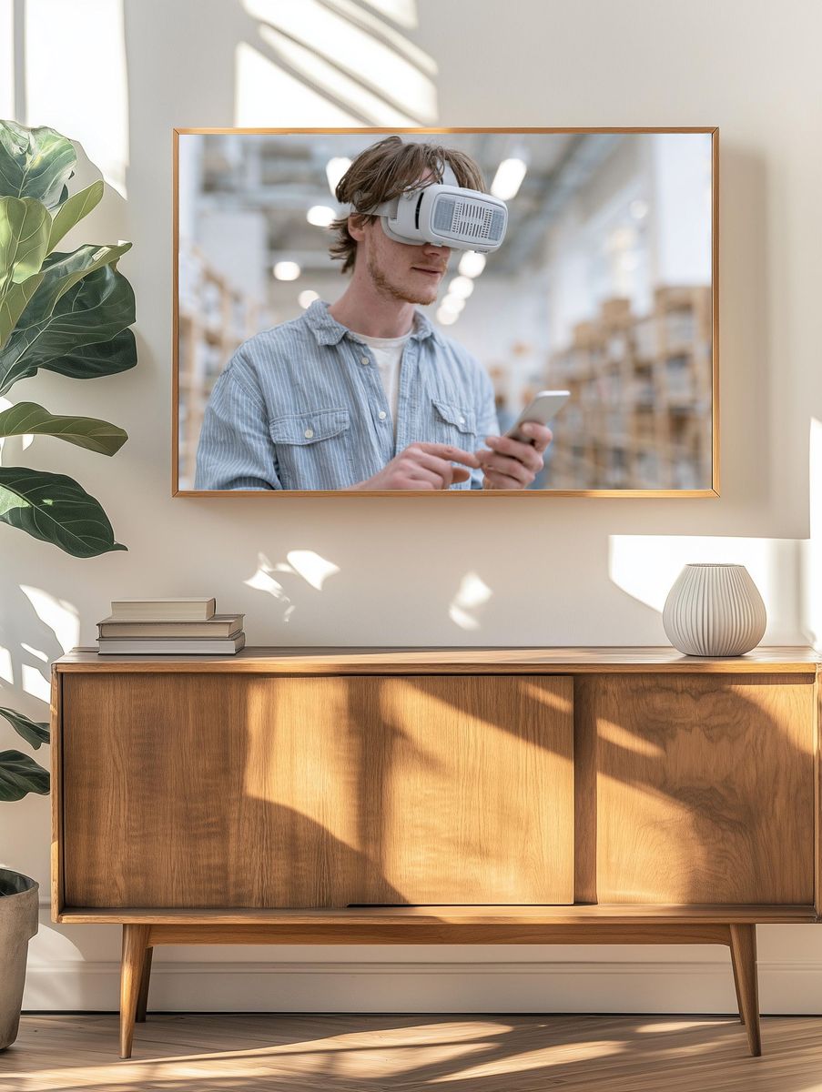 VR Warehouse Worker Photography Poster. — room view 3
