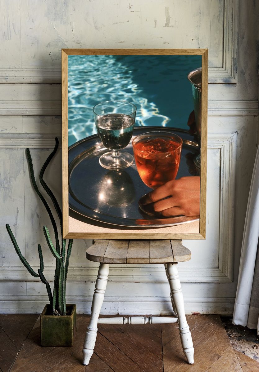 Poolside Cocktails Photography Poster. — room view 1