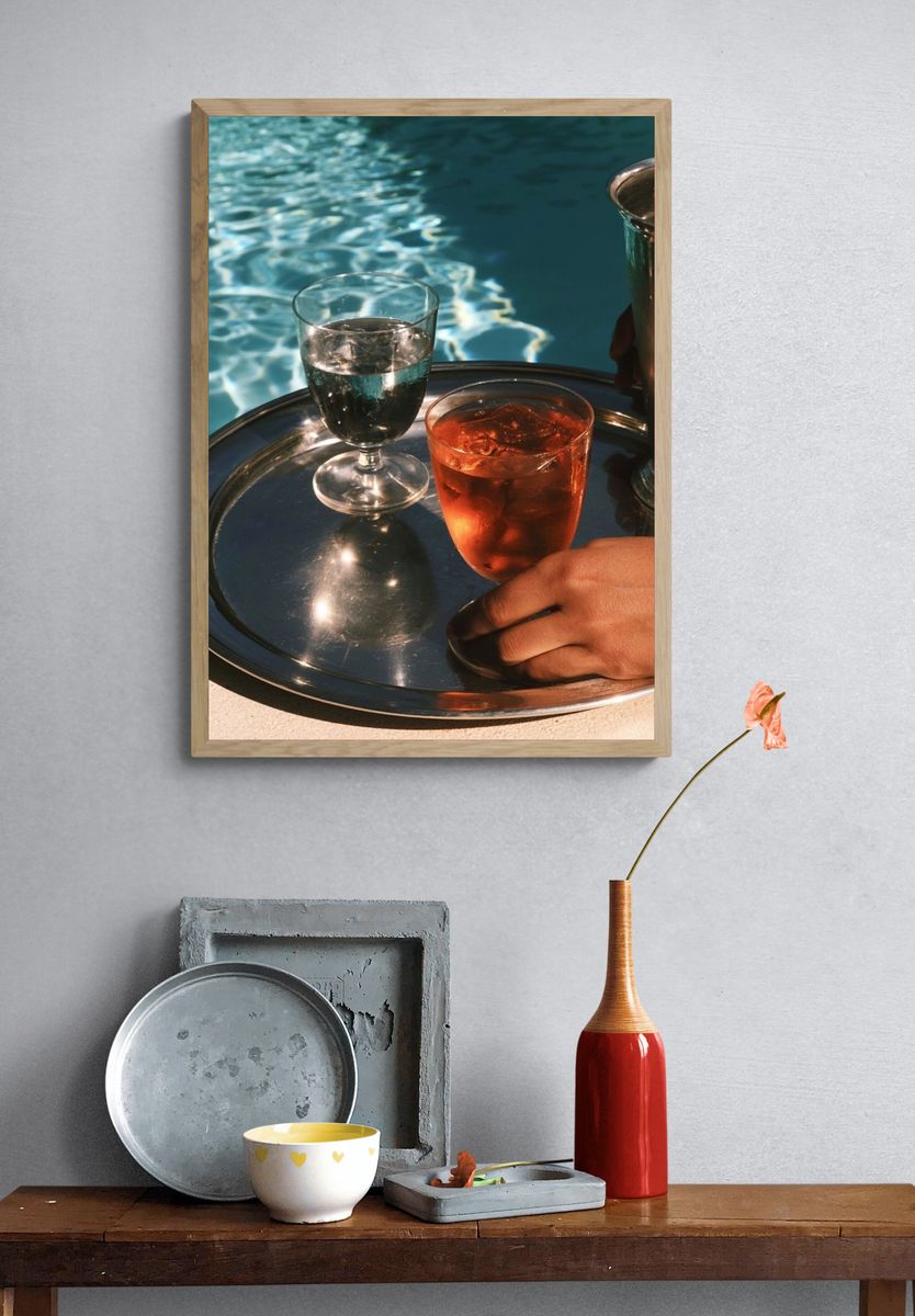 Poolside Cocktails Photography Poster. — room view 3