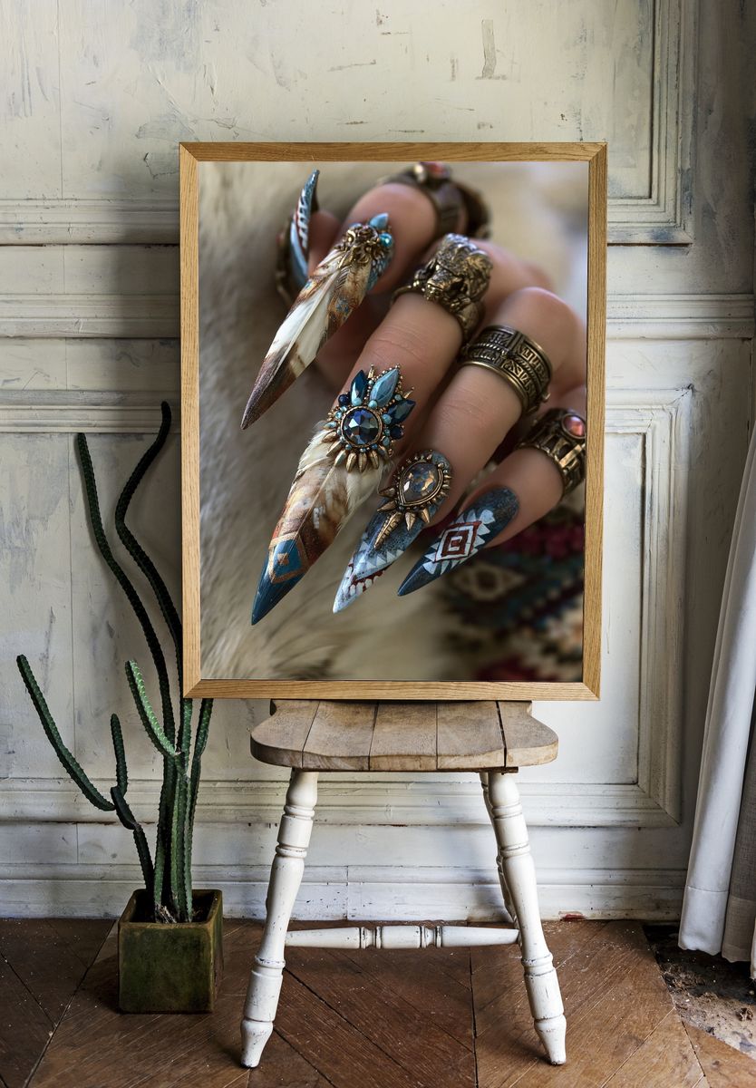 Boho Crystal Nail Art Photography Poster. room preview