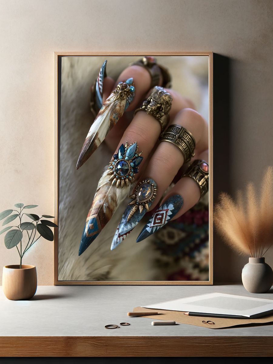 Boho Crystal Nail Art Photography Poster. — room view 2
