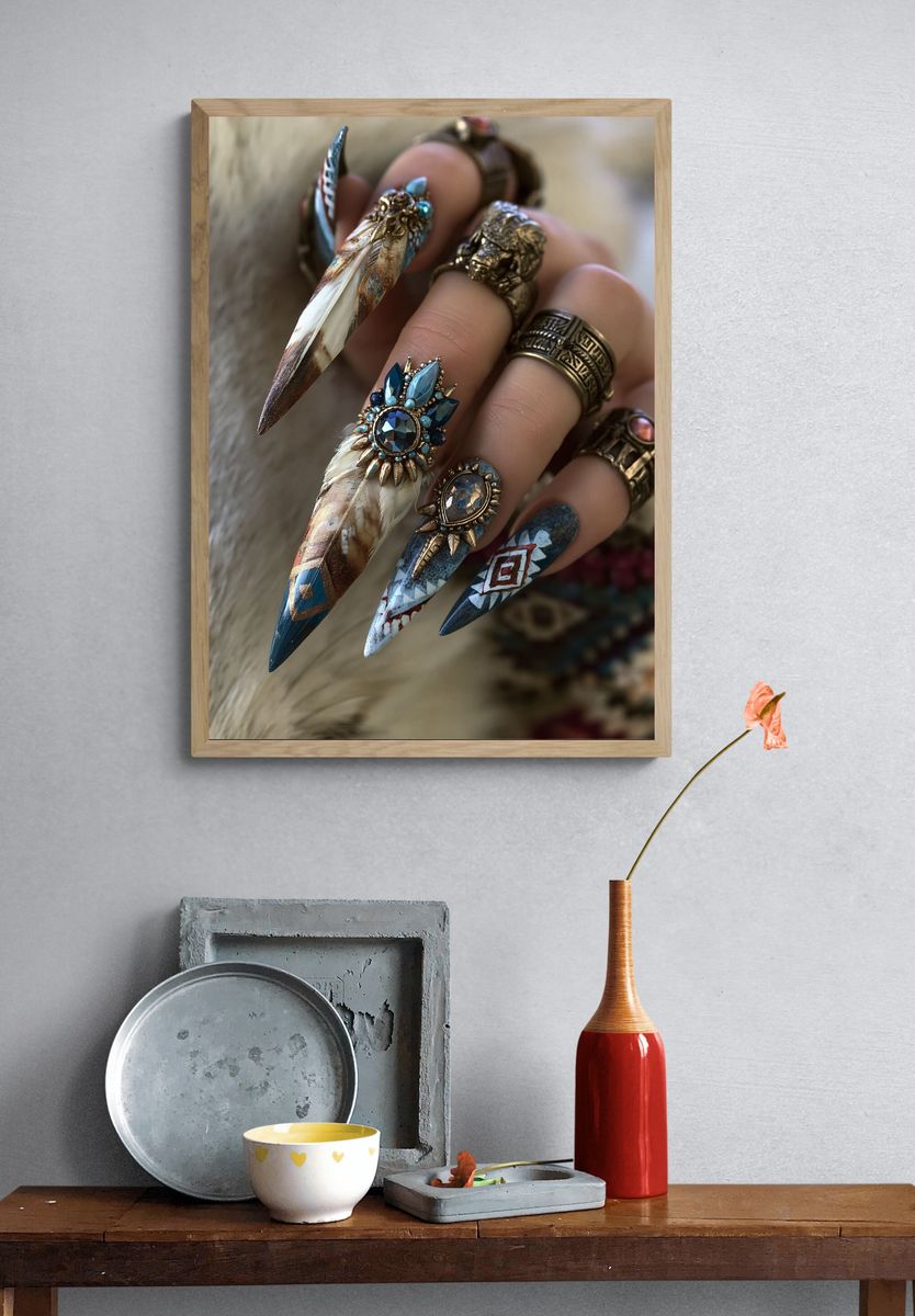 Boho Crystal Nail Art Photography Poster. — room view 3