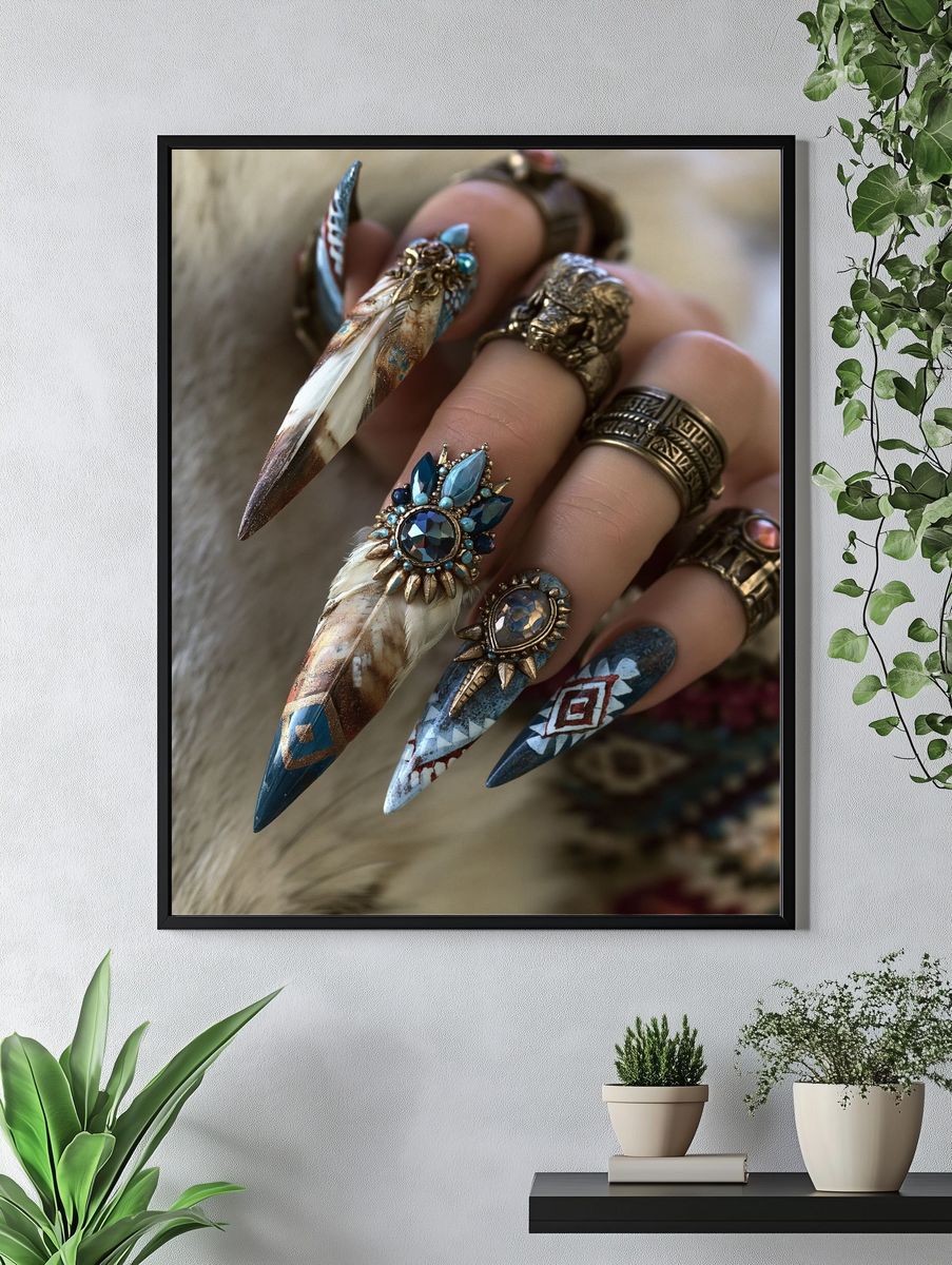Boho Crystal Nail Art Photography Poster. — room view 4
