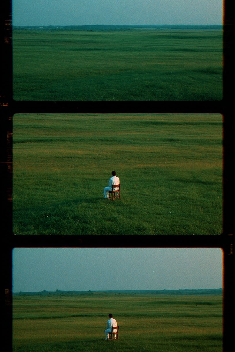 Solitary Figure in Meadow Photography Poster. poster detail