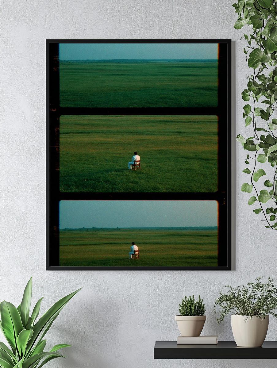 Solitary Figure in Meadow Photography Poster. — room view 4