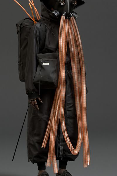 Futuristic Gas Mask Figure Poster.