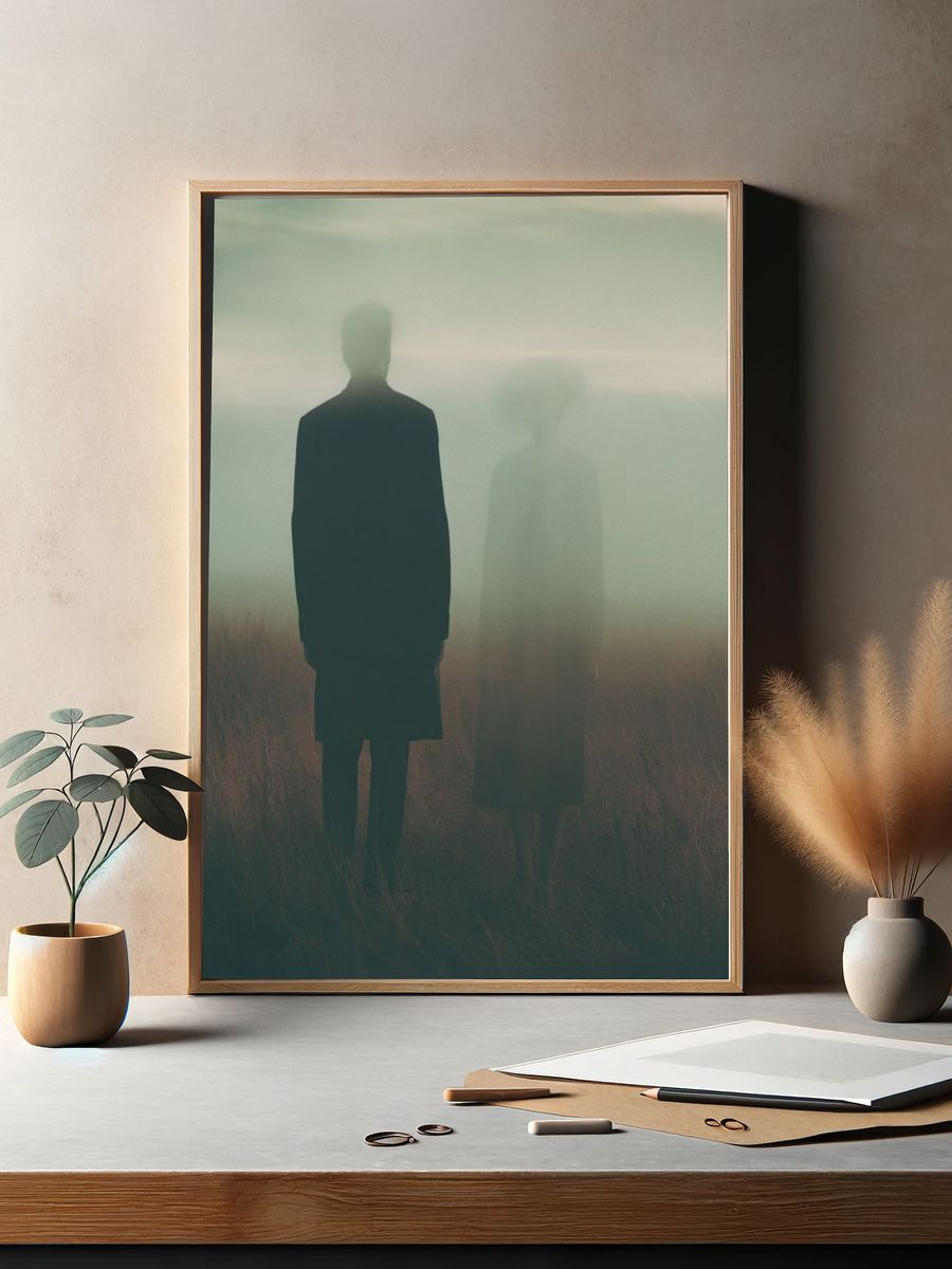 Misty Figures in Field Photography Poster. — room view 2