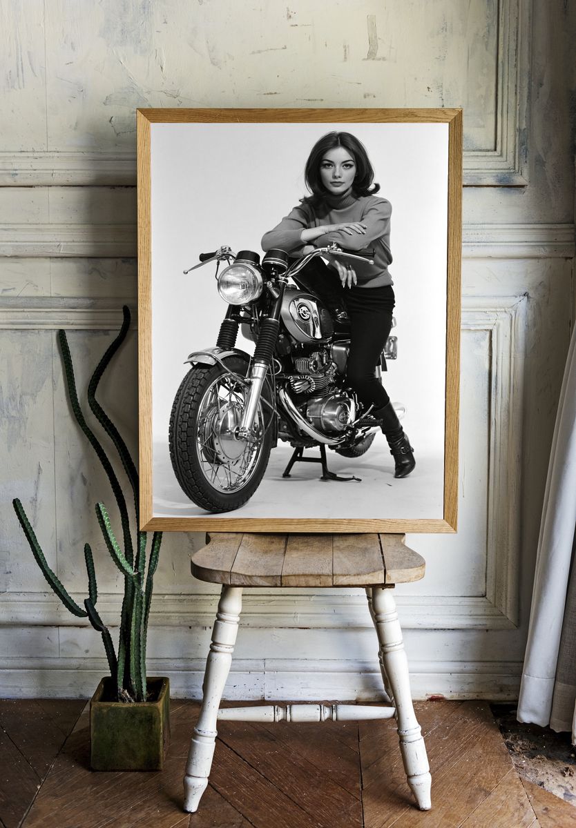 Vintage Motorcycle Portrait Print. room preview
