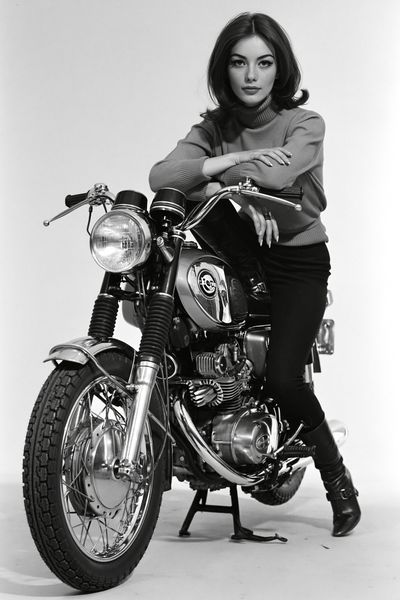 Vintage Motorcycle Portrait Print.