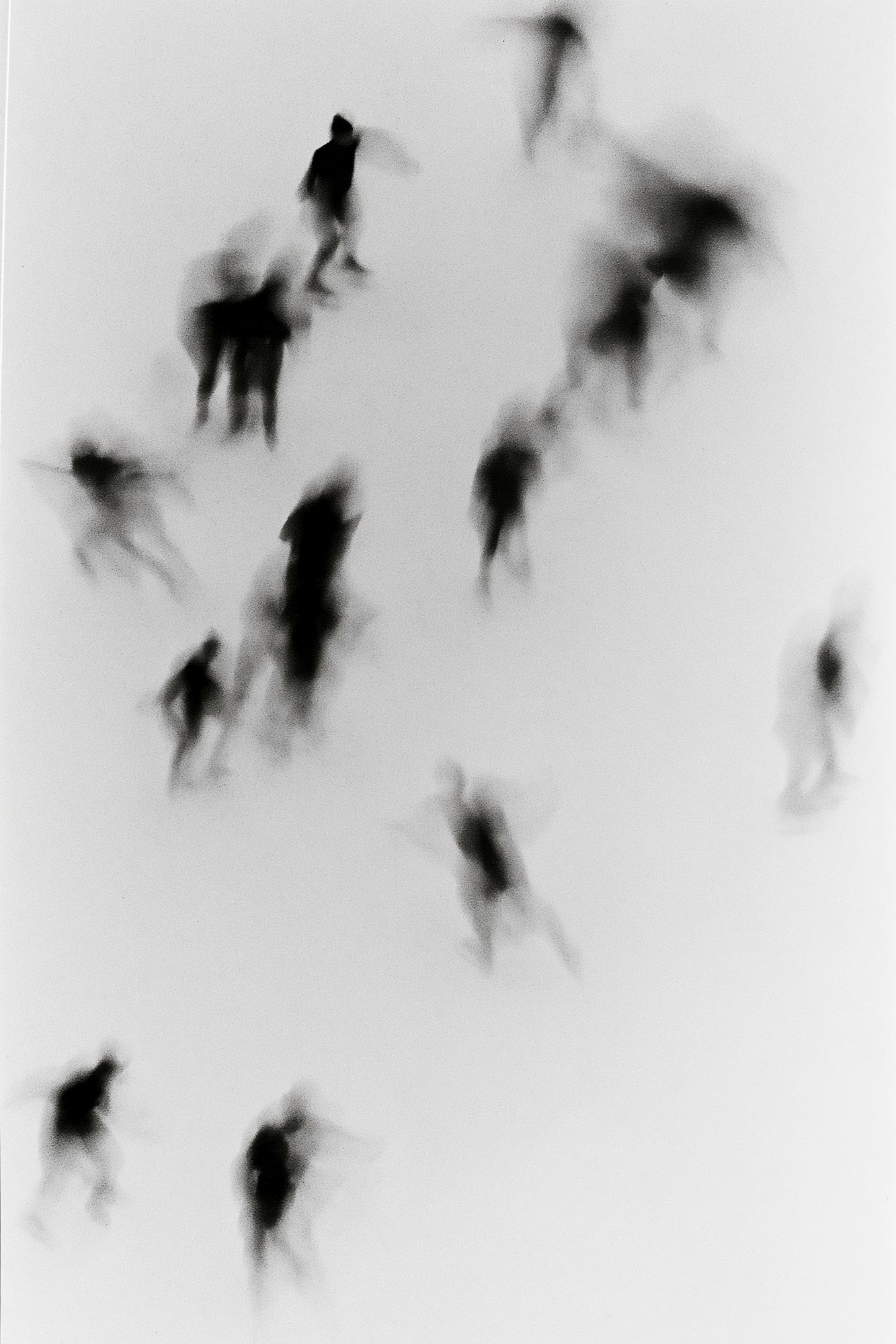 Blurred Figures Black-White Print. poster — photography art
