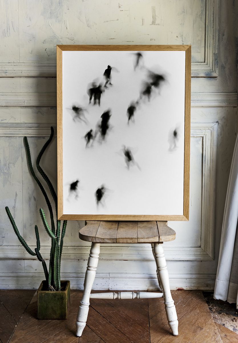 Blurred Figures Black-White Print. — room view 1