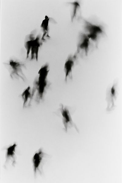 Blurred Figures Black-White Print.