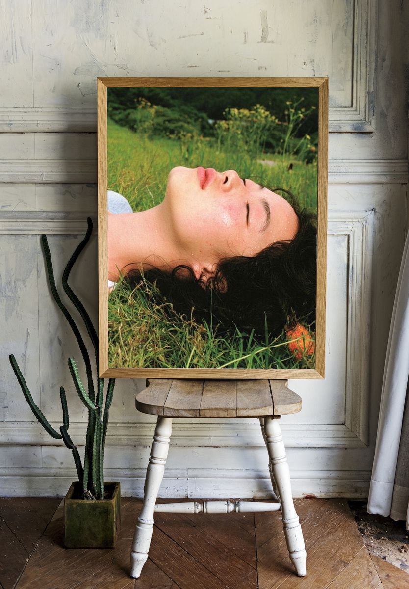 Woman Resting in Grass Photography Poster. room preview