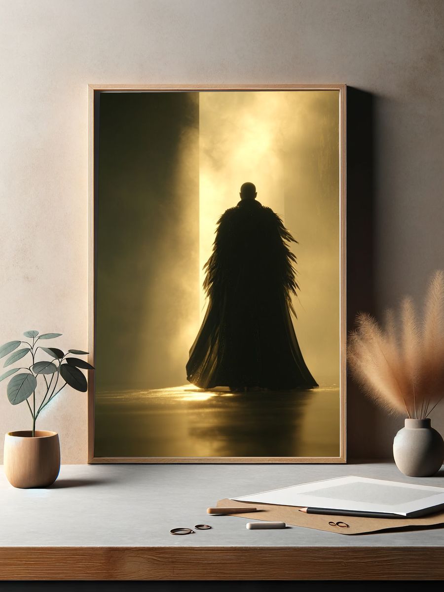 Cloaked Figure in Golden Light Poster. — room view 2