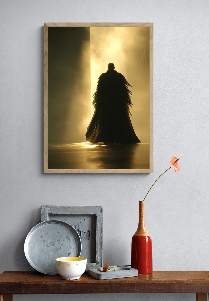 Cloaked Figure in Golden Light Poster. — room view 3