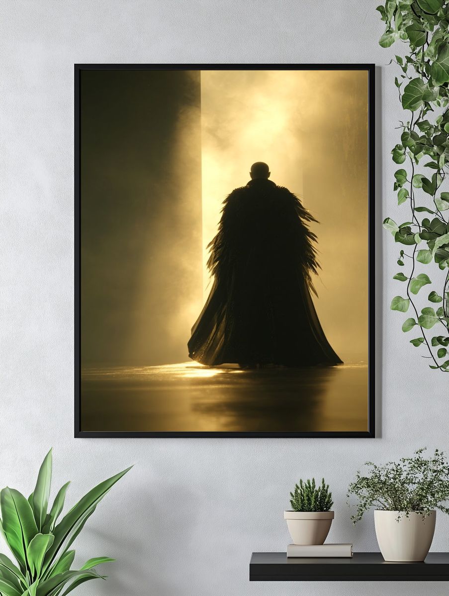 Cloaked Figure in Golden Light Poster. — room view 4