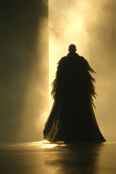 Cloaked Figure in Golden Light Poster.