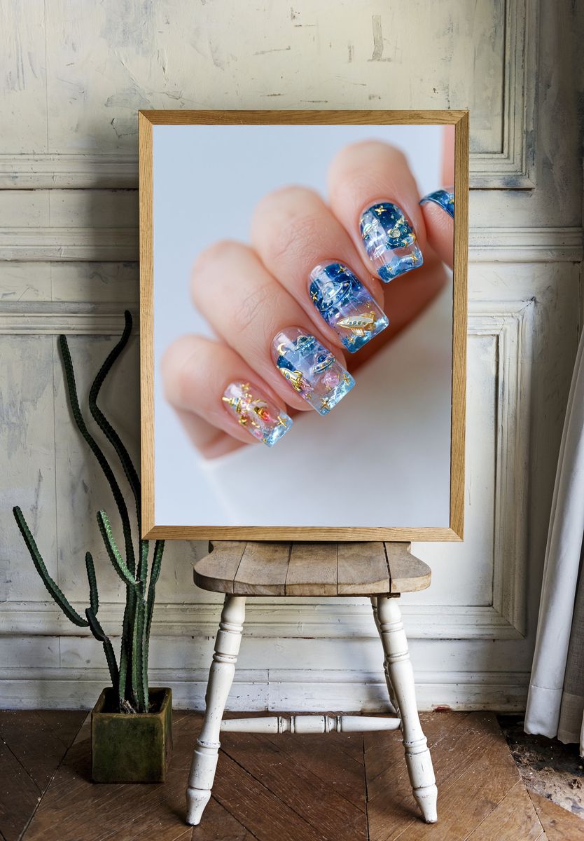 Celestial Nail Art Photography Poster. room preview