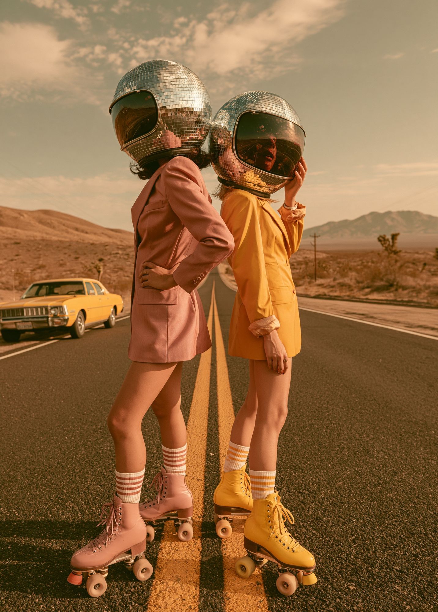 Disco Roller Girls Retro Print. poster — photography art