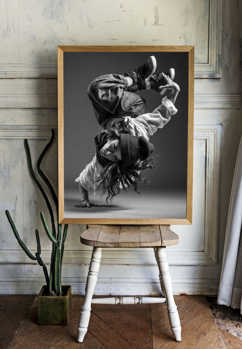 Breakdance Freeze Black-White Poster. room preview