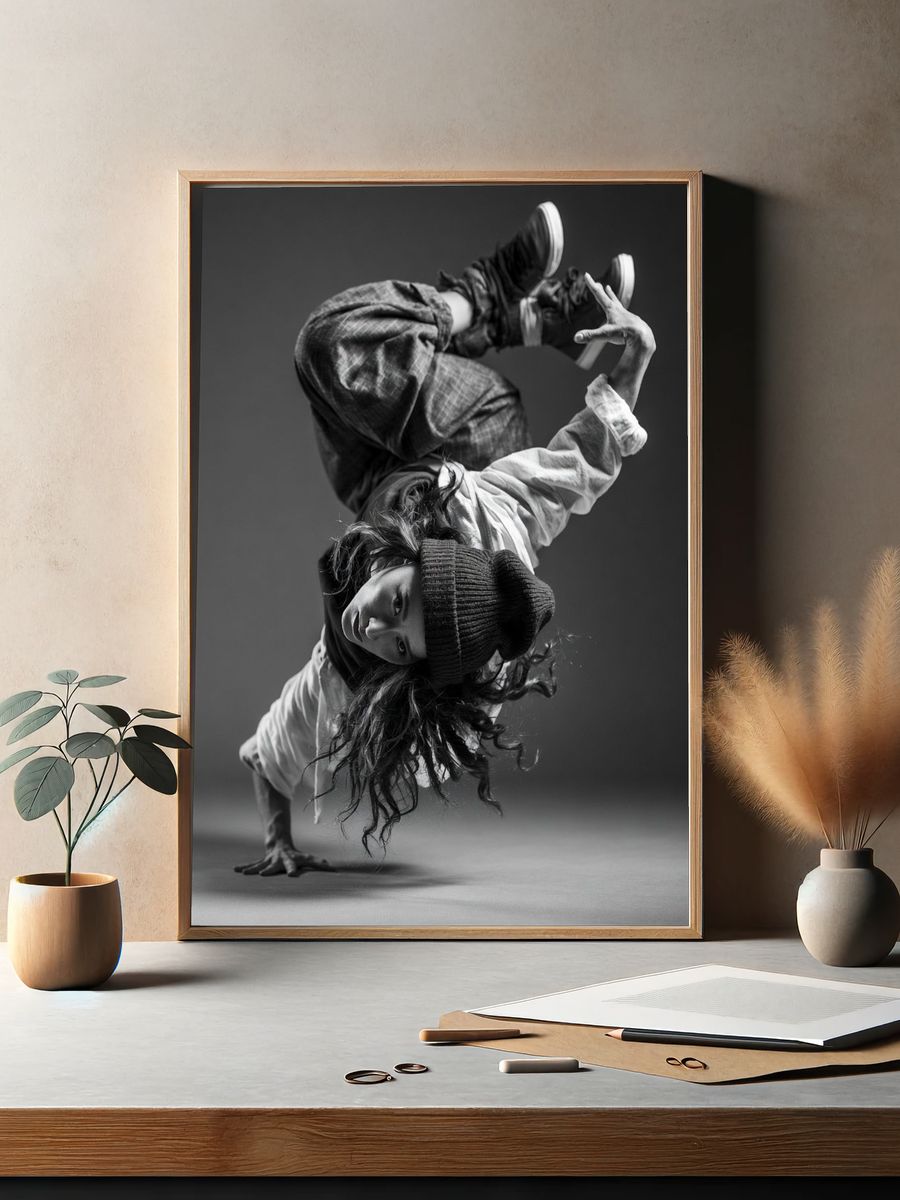 Breakdance Freeze Black-White Poster. — room view 2
