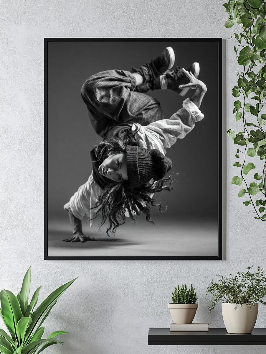 Breakdance Freeze Black-White Poster. — room view 4