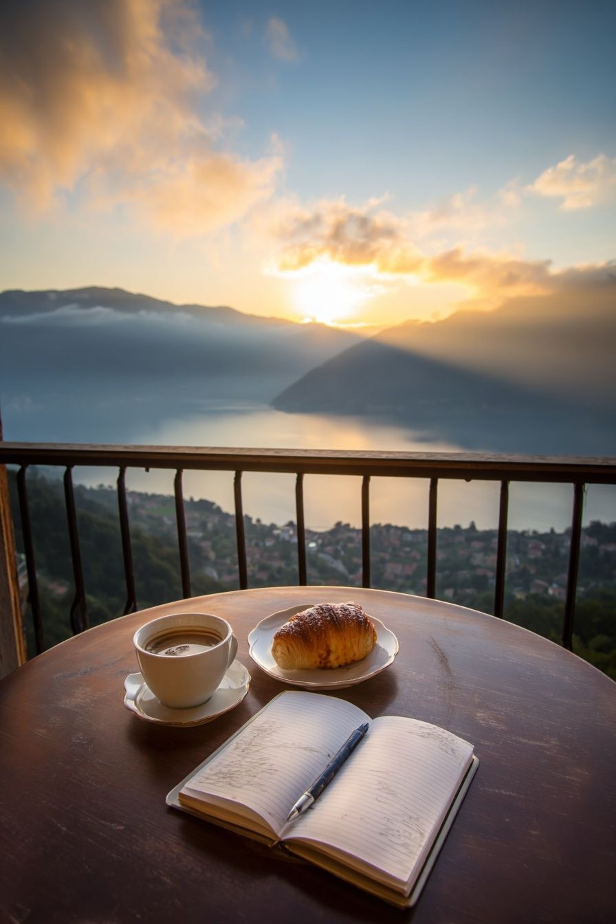 Sunrise Balcony Coffee Photography Poster. poster — photography art