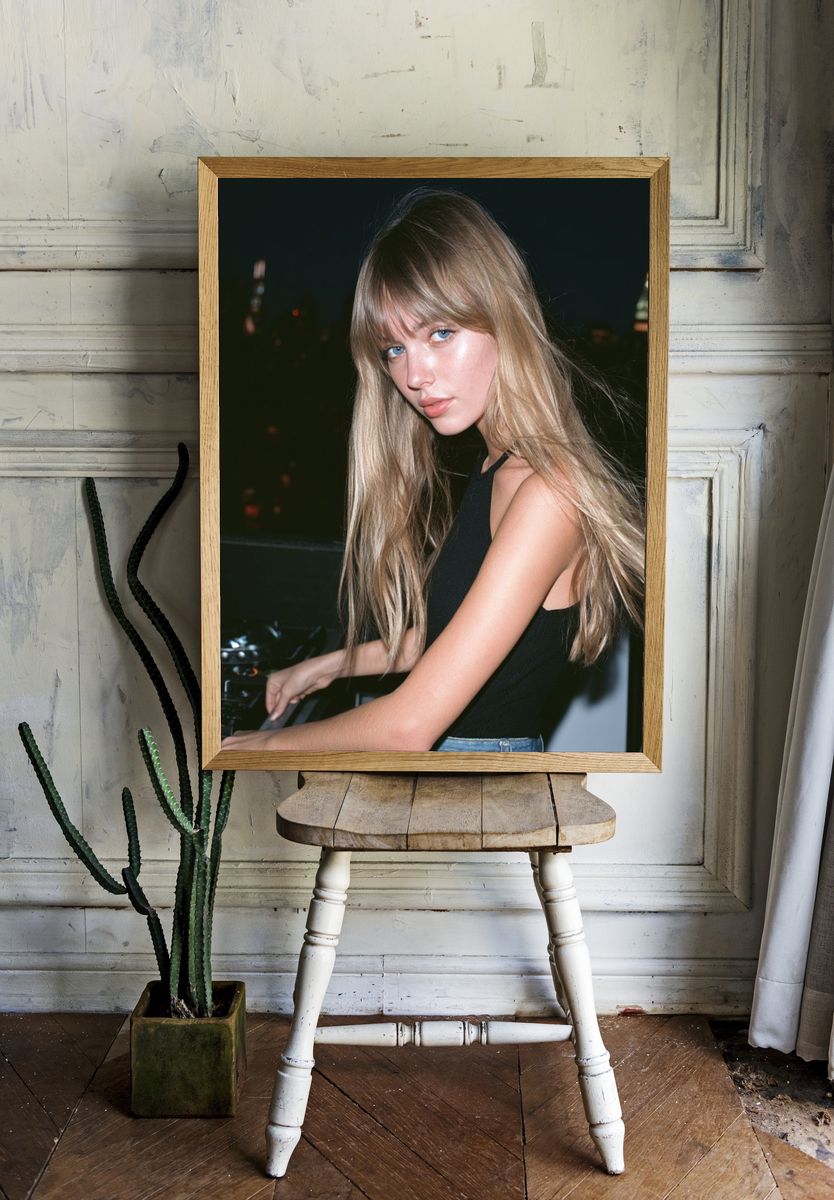 Blonde DJ Portrait Photography Poster. — room view 1