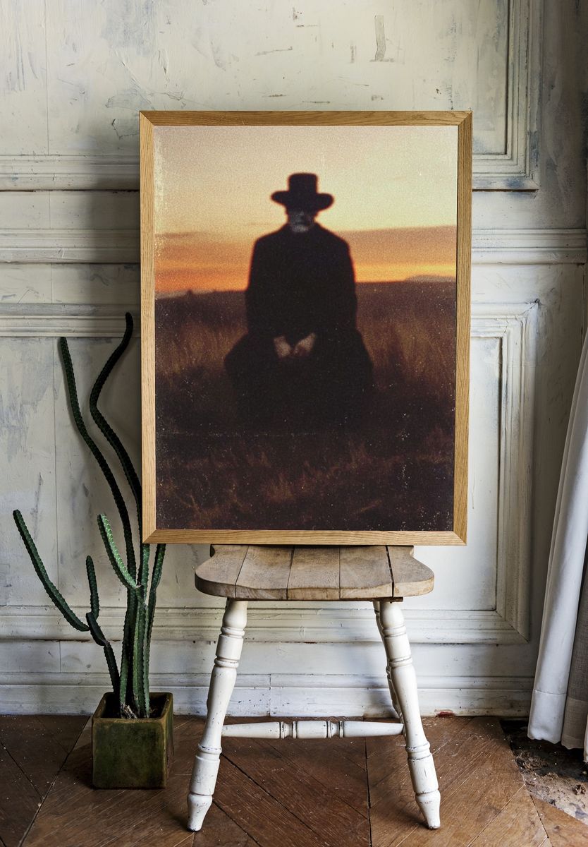 Creepy Cowboy Silhouette Photography Poster. — room view 1