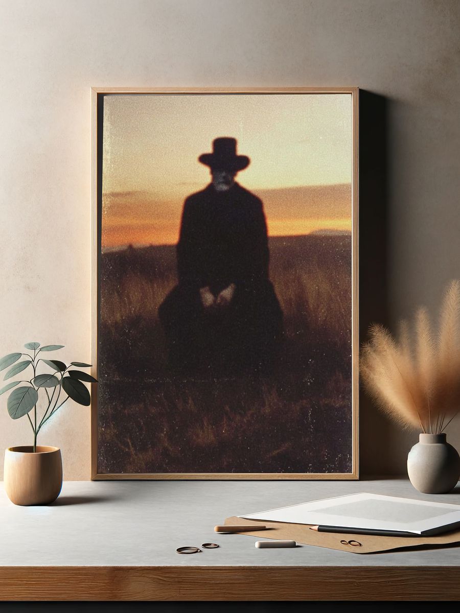 Creepy Cowboy Silhouette Photography Poster. — room view 2