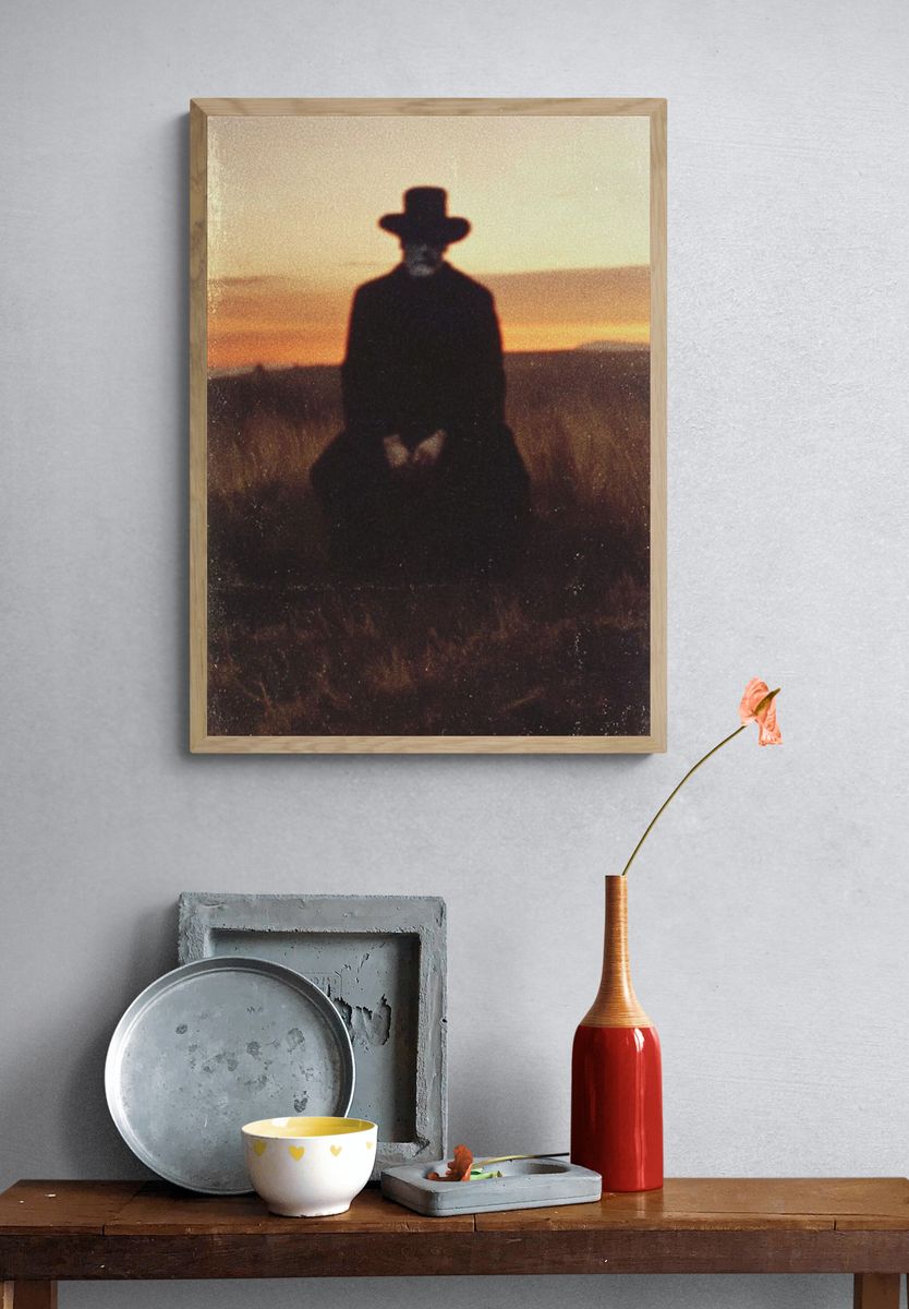 Creepy Cowboy Silhouette Photography Poster. — room view 3