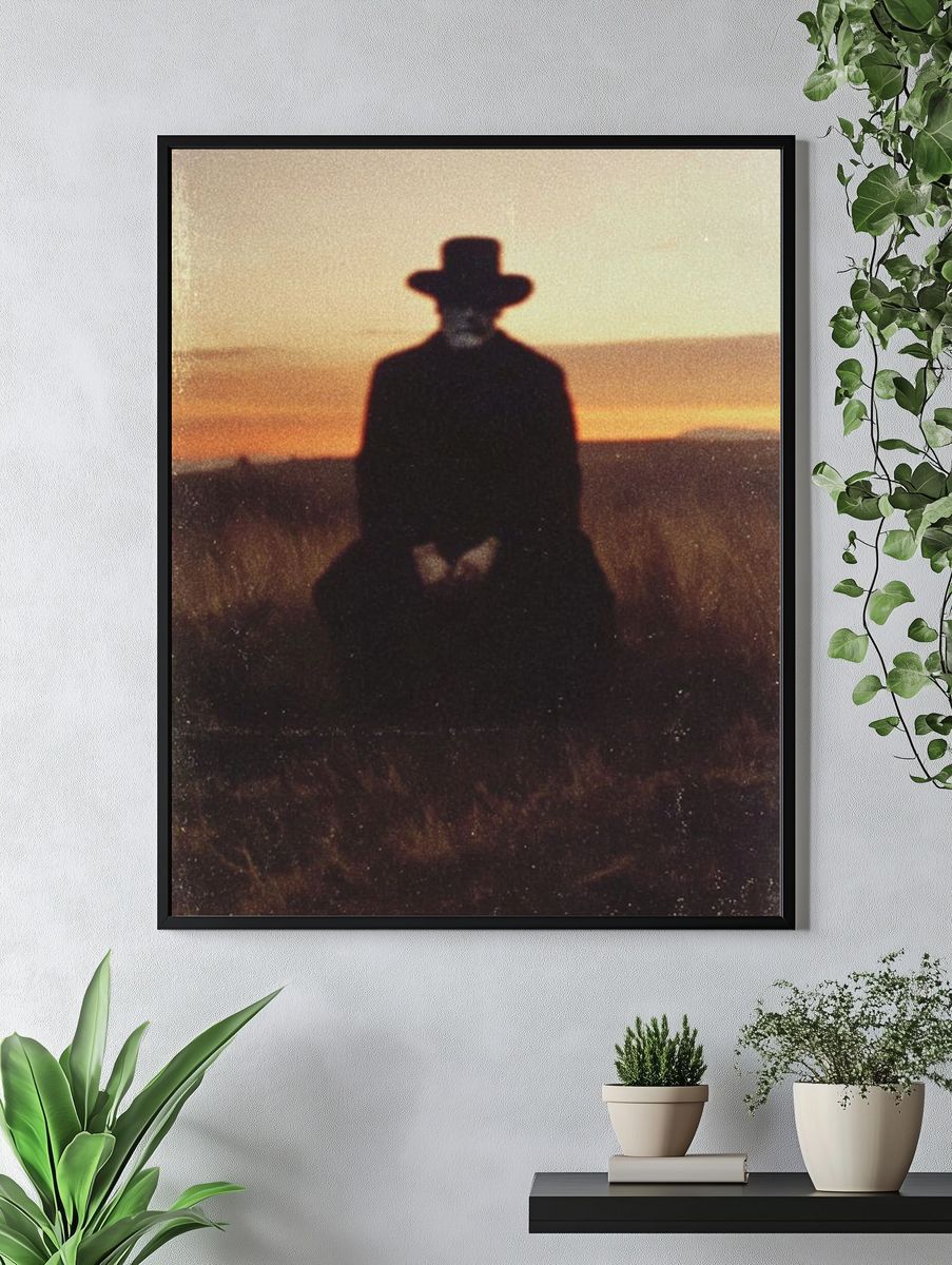 Creepy Cowboy Silhouette Photography Poster. — room view 4