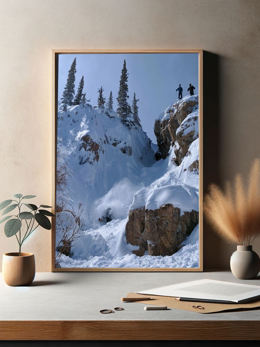Snowy Mountain Skiing Photography Poster. — room view 2