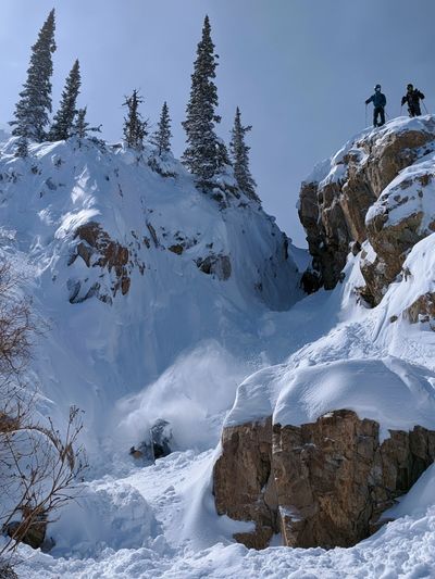 Snowy Mountain Skiing Photography Poster.