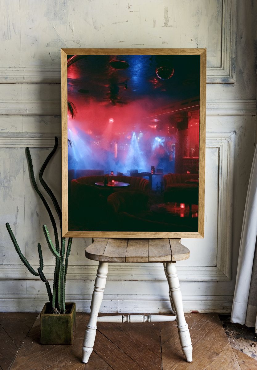Neon Nightclub Interior Photography Poster. — room view 1