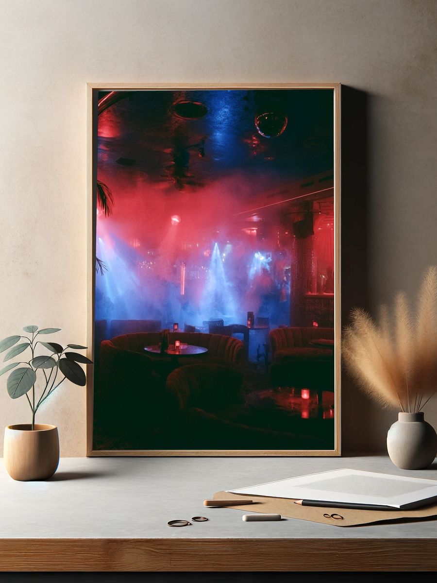 Neon Nightclub Interior Photography Poster. — room view 2