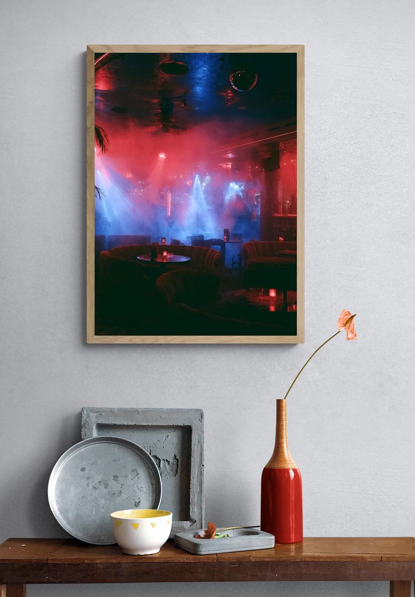 Neon Nightclub Interior Photography Poster. — room view 3