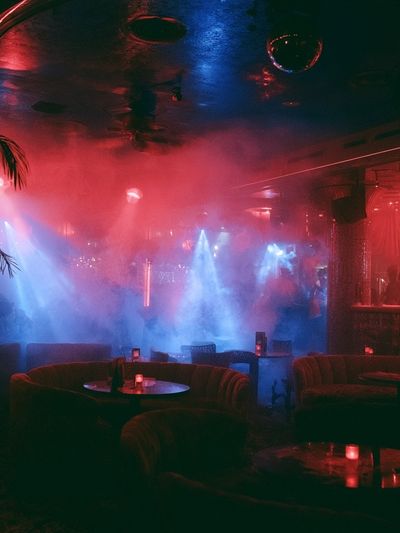 Neon Nightclub Interior Photography Poster. poster