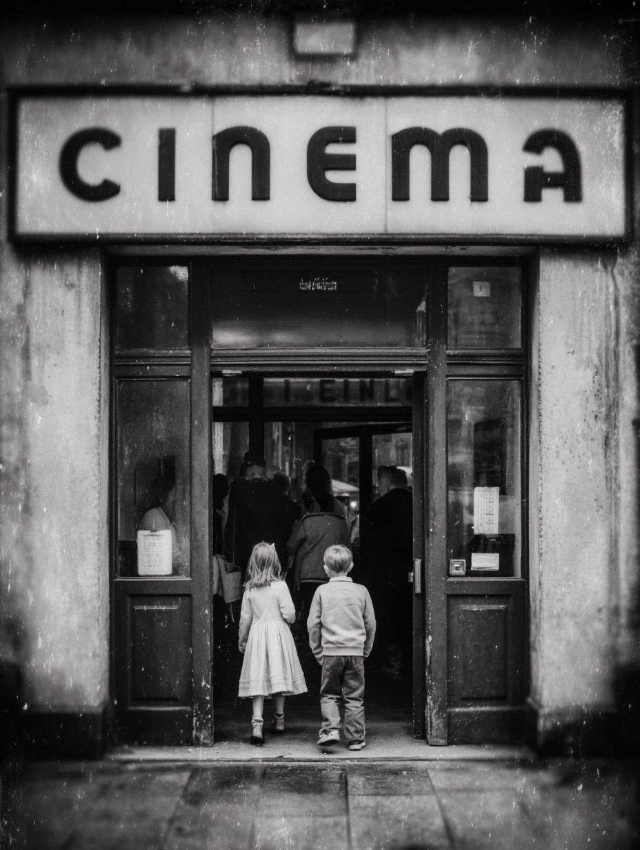 Cinema Entrance Black-White Print. poster — photography art