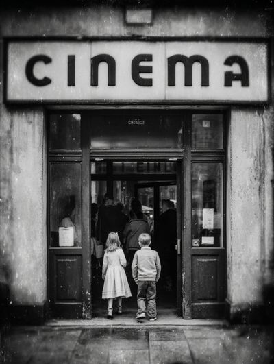 Cinema Entrance Black-White Print. poster print