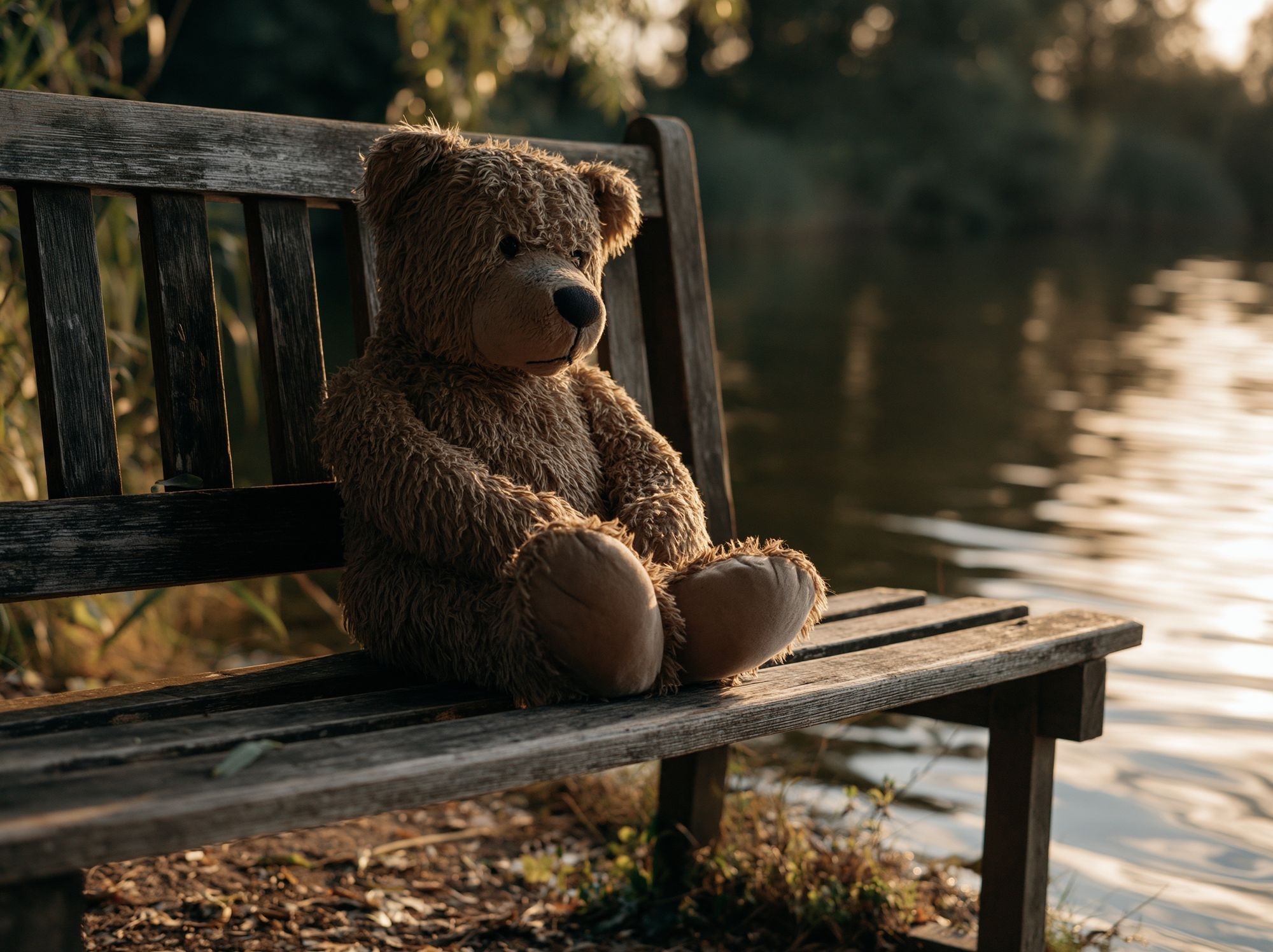 Teddy Bear by the Lake Photography Poster. poster — photography art