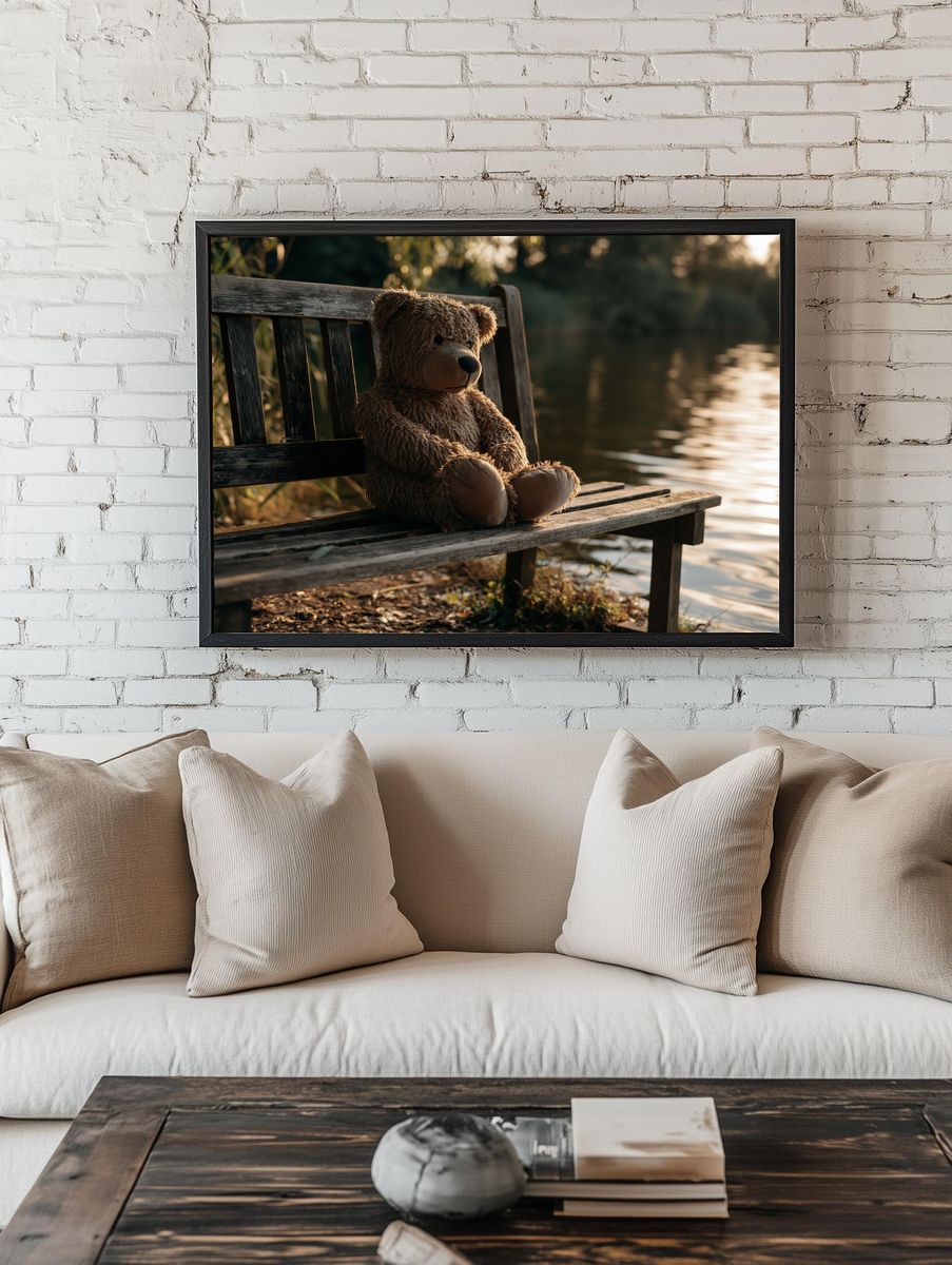 Teddy Bear by the Lake Photography Poster. room preview