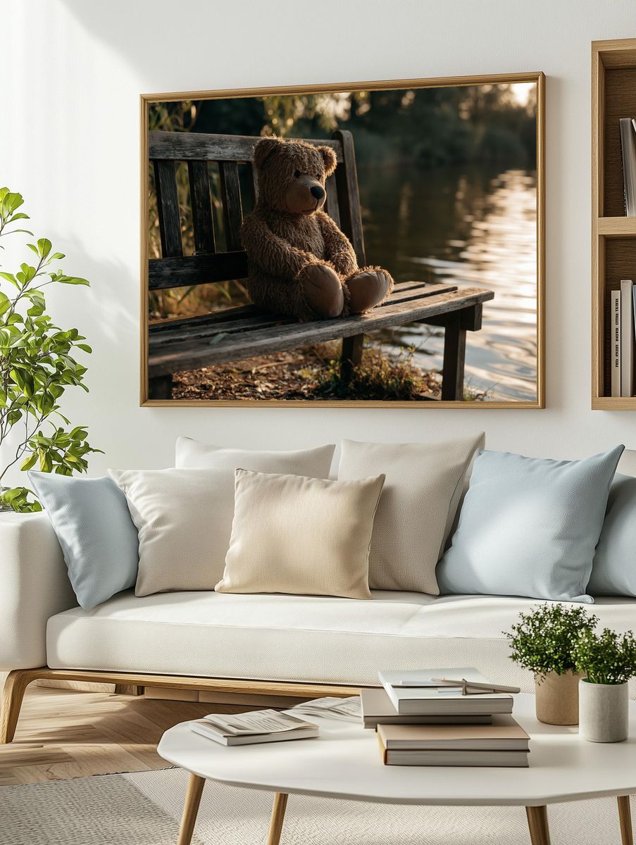 Teddy Bear by the Lake Photography Poster. — room view 2